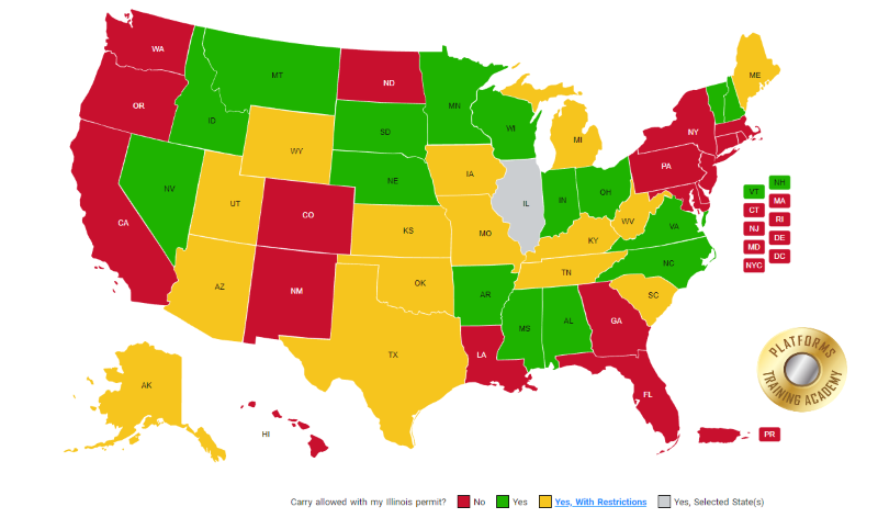 Illinois Concealed Carry Reciprocity Map